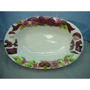 Publix Season Greeters Santa and Mrs Claus Oval Serving Bowl